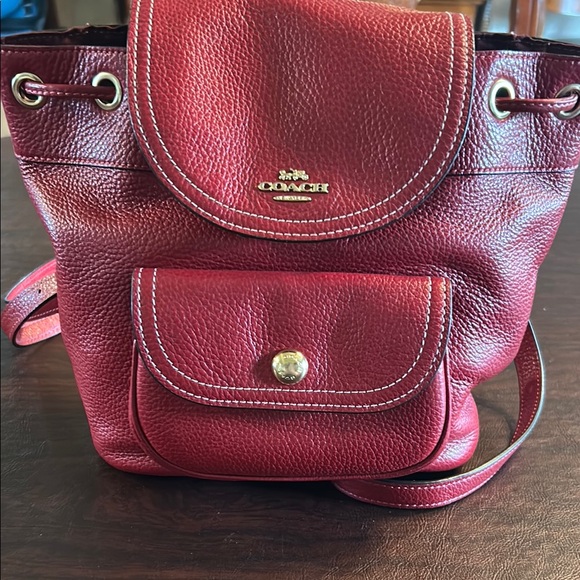 Coach Burgundy Leather Backpack - Picture 1 of 3